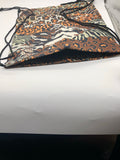 Leopard Drawstring Backpack with Zipper Pockets