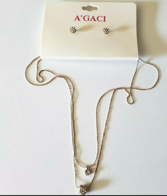 A'GACI Women’s Gold Heart Necklace Set