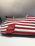 PortoVino Beach Wine Tote (Red/White) - Beach Bag with Hidden, Insulated Compartment, Holds 2 bottles of Wine!