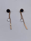 Tuqia Women’s Stainless Steel 8mm Gold Tassel Dangle Earrings