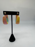 Summer Beach Handmade Raffia Thread Wraped Rainbow C Round Hoop Earrings Korean Fashion DIY Party Club Ear Jewelry