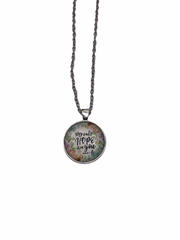 My Only Hope is in You Tibet  Cabochon Glass Necklace Pendant
