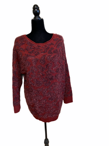 14TH & UNION FUZZY KNIT SWEATER BURGUNDY RED SIZE L PETITE