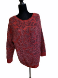 14TH & UNION FUZZY KNIT SWEATER BURGUNDY RED SIZE L PETITE