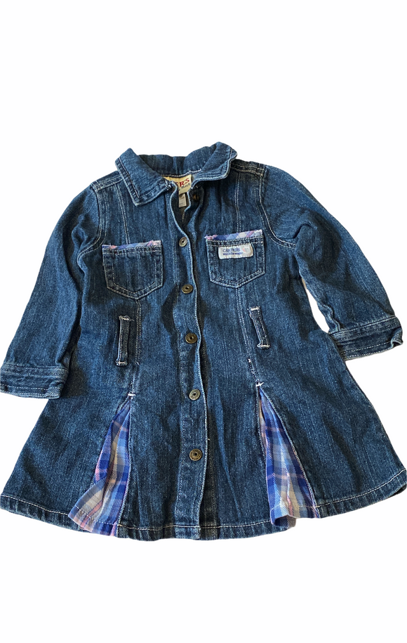 Carter’s Baby Girl’s Denim Dress Size 18m Blue Long Sleeves Button Down Dress