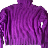 Nine West Women’s Wool Sweater Turtle Neck Long Sleeves Size Large Purple