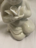 Porcelain Cherubs Décor Flower 4in White
