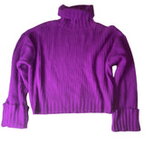 Nine West Women’s Wool Sweater Turtle Neck Long Sleeves Size Large Purple