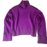 Nine West Women’s Wool Sweater Turtle Neck Long Sleeves Size Large Purple