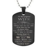 Stainless Steel To Wife & Husband Keychain