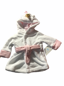 Cloud Island Okeo-Tex Baby White Pink Unicorn Hooded Bath Robe 6-9 Months NWT