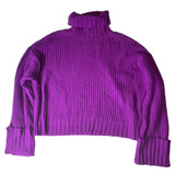 Nine West Women’s Wool Sweater Turtle Neck Long Sleeves Size Large Purple