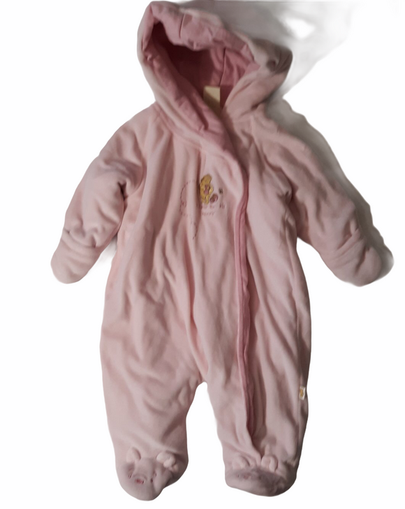 Disney Classic Pooh Baby Girl Size 6m Pink Snow Suit Winter Coat with Hoodie