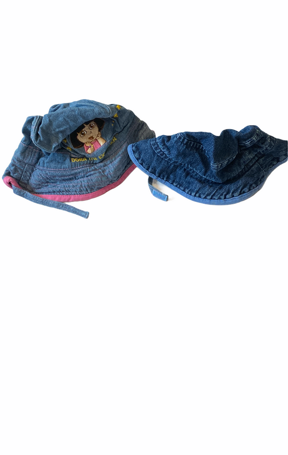 Nick Jr Dora Explorer Infant Baby Girls Hat Blue and Pink Hat Lot 2pcs