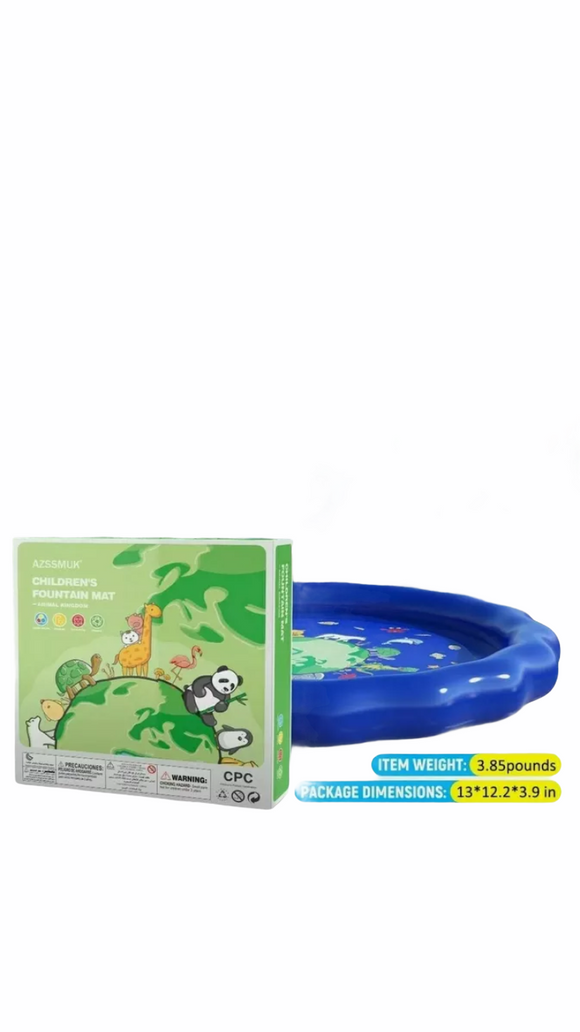 Azssmuk Childrens Fountain Mat Sprinkler Animal Kingdom Splash Pad -SG