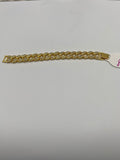 Inlaid Crystals Thick Cuban Chain Bracelet 7in Gold Tone