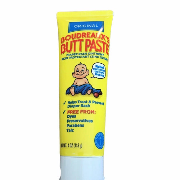 Boudreaux's Butt 2 Paste Tube - 4 Oz. New Diaper Rash Cream Diapering Zinc Oxiden