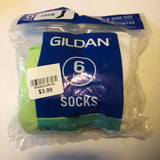 Gildan Baby Girls 6 pair Crew Socks size 1-4 Shoe Size 6-18m