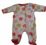 Carters Baby Girls Size 3m One Piece Pajamas White with Floral Button up