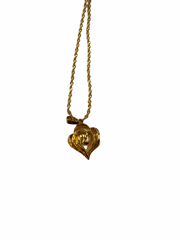 Spiral Heart Golden Chain Necklace