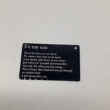 To My Son Message Engraved Metal Wallet Inserts
