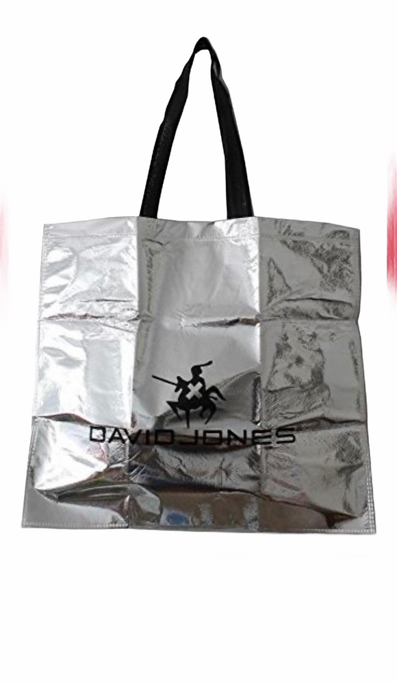 David Jones Glittering Non-Woven Shoping Light Tote Handbag Silver