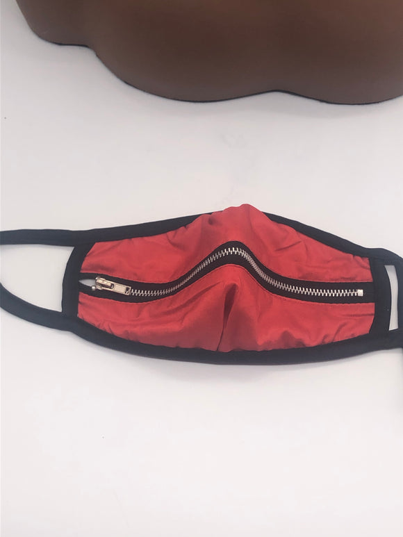 Fashion Cotton Zippered Face Mask Red