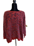 14TH & UNION FUZZY KNIT SWEATER BURGUNDY RED SIZE L PETITE