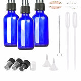 12 Pack Blue Glass Empty 2oz 60ml Spray Bottle with Funnel for Essential Oils No Brush